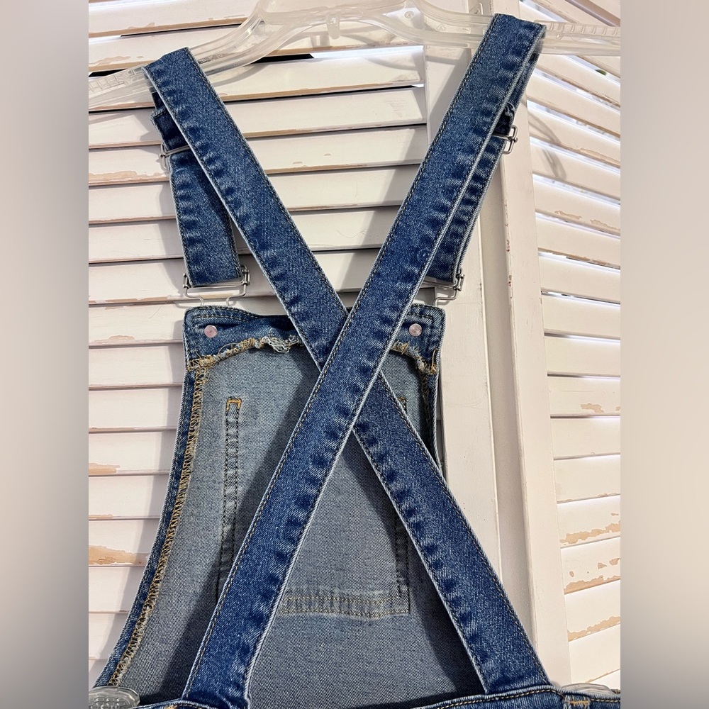 Vici Dark Blue Denim Flared Overalls in Small - Picture 5 of 12